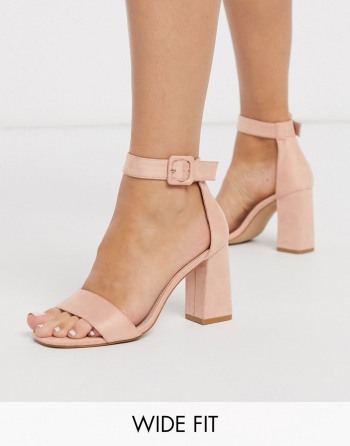 RAID Wide Fit Dakota Square Toe Block Heeled Roze - Ženske Sandale | 75684OTXV